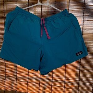 Patagonia Blue Shorts with Pink Accent